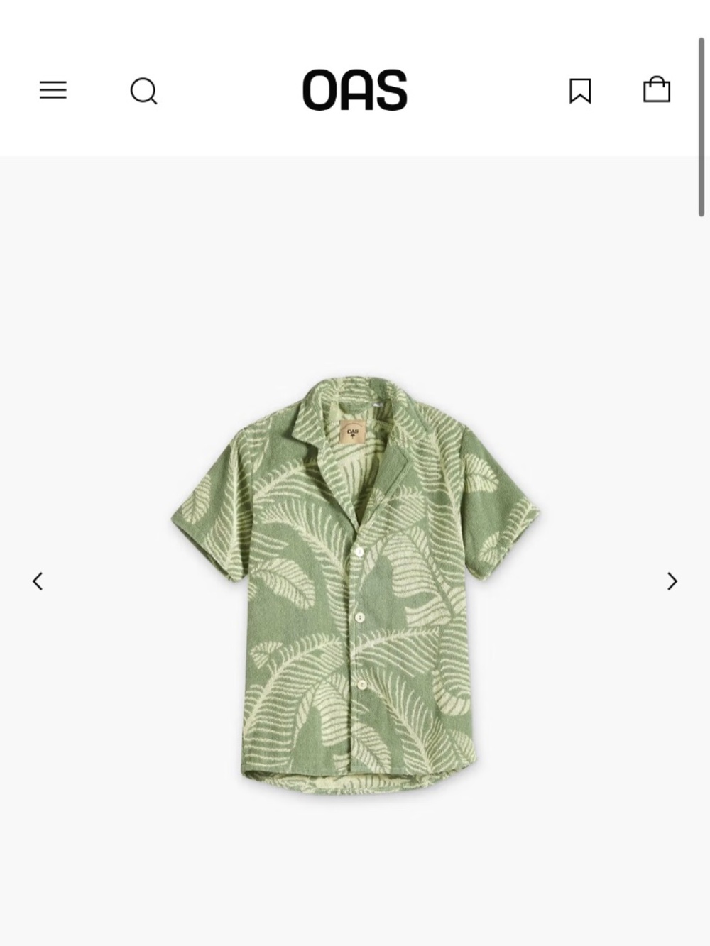 OAS Banana Leaf Cuba Terry Shirt Large